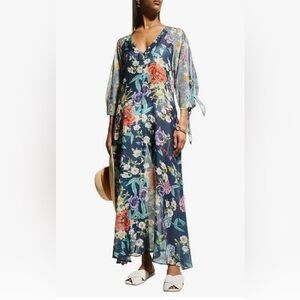 Johnny Was California Sunrise Surf Silk Blend Swim Resort Cover-Up Long Dress